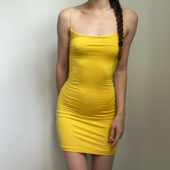 Bright Yellow Bodycon Dress ( Fits like an XS) - Picture 2 of 4
